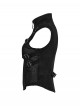 Cool Black Skull Silhouette Unique Stitching Metal Buckle Decoration Punk Style Vest