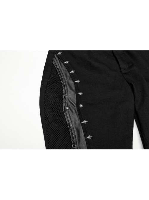 Street Decadent Black Cool Metal Rivet Decoration Personalized Splicing Punk Style Flared Pants