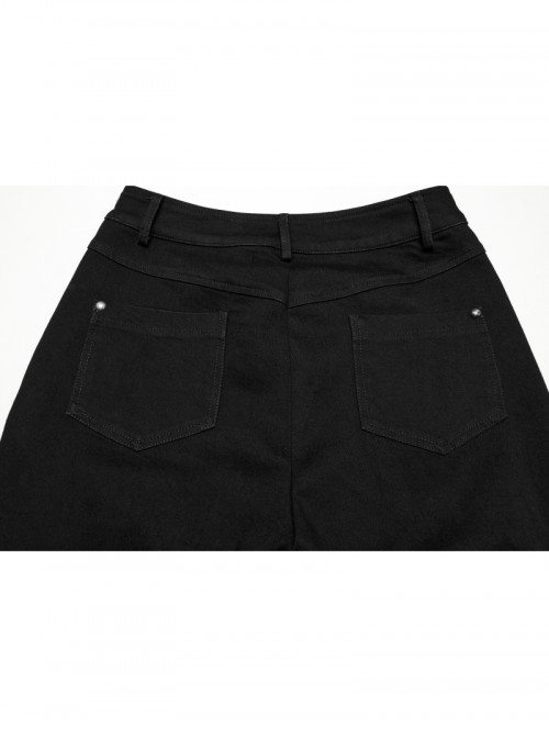 Street Decadent Black Cool Metal Rivet Decoration Personalized Splicing Punk Style Flared Pants
