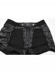Sexy Black Metal Rivet Skull Decoration Personalized Splicing Design Punk Style Tight Shorts