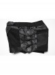 Sexy Black Metal Rivet Skull Decoration Personalized Splicing Design Punk Style Tight Shorts