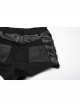 Sexy Black Metal Rivet Skull Decoration Personalized Splicing Design Punk Style Tight Shorts