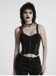 Sexy Black Stitching Cool Metal Rivets Decoration Adjustable Cyberpunk Corset