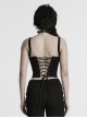 Sexy Black Stitching Cool Metal Rivets Decoration Adjustable Cyberpunk Corset