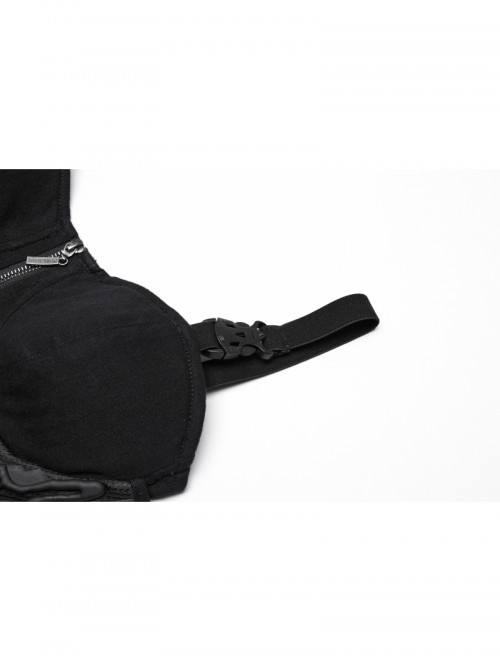 Sexy Black Stitching Cool Metal Rivets Decoration Adjustable Cyberpunk Corset