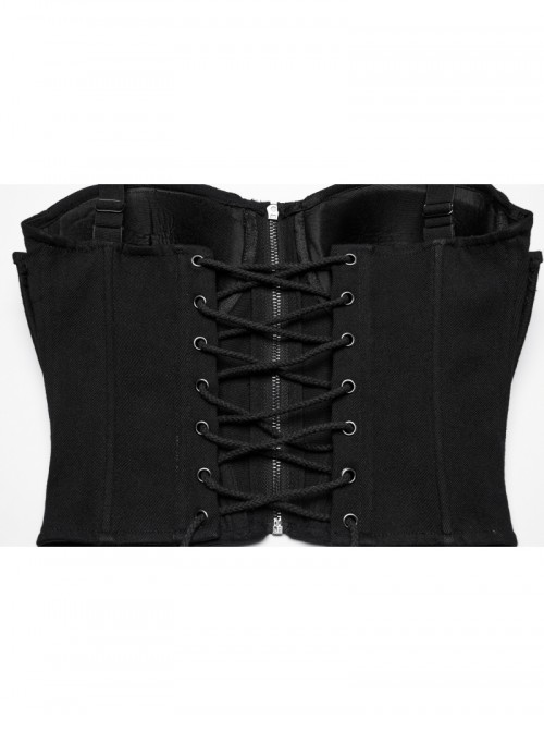Sexy Black Stitching Cool Metal Rivets Decoration Adjustable Cyberpunk Corset