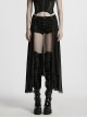 Personalized Black Detachable Mesh Tail Cool Metal Rivet Buckle Decorated Punk Style Shorts
