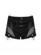 Personalized Black Detachable Mesh Tail Cool Metal Rivet Buckle Decorated Punk Style Shorts