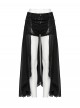 Personalized Black Detachable Mesh Tail Cool Metal Rivet Buckle Decorated Punk Style Shorts