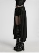 Personalized Black Detachable Mesh Tail Cool Metal Rivet Buckle Decorated Punk Style Shorts