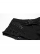 Personalized Black Detachable Mesh Tail Cool Metal Rivet Buckle Decorated Punk Style Shorts