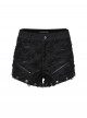 Cool Dark Black Detachable Design Metal Rivet Buckle Decoration Side Personality Hollow Punk Style Flared Pants