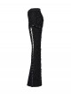 Cool Dark Black Detachable Design Metal Rivet Buckle Decoration Side Personality Hollow Punk Style Flared Pants
