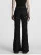 Cool Dark Black Detachable Design Metal Rivet Buckle Decoration Side Personality Hollow Punk Style Flared Pants