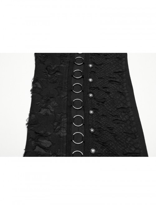 Cool Dark Black Detachable Design Metal Rivet Buckle Decoration Side Personality Hollow Punk Style Flared Pants