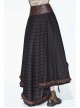 Brown Striped Gear Metal Piece Lace-Up Rear Long Frilly Hem Punk Half Skirt