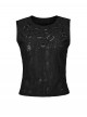 Cool Black Irregular Holes Personalized Metal Buckle Decoration Punk Style Slim Vest