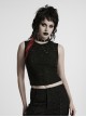 Cool Black Irregular Holes Personalized Metal Buckle Decoration Punk Style Slim Vest