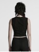 Cool Black Irregular Holes Personalized Metal Buckle Decoration Punk Style Slim Vest