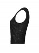 Cool Black Irregular Holes Personalized Metal Buckle Decoration Punk Style Slim Vest