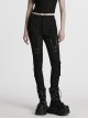 Personalized Black Unique 3D Vinyl Armor Patch Cross Straps Decorated Cyberpunk Style Slim Pants