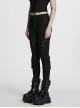Personalized Black Unique 3D Vinyl Armor Patch Cross Straps Decorated Cyberpunk Style Slim Pants