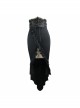 Tight-Fitting Waist Hasp Lace-Up Short Front Long Back Black Punk Half Split Skirt