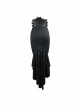 Tight-Fitting Waist Hasp Lace-Up Short Front Long Back Black Punk Half Split Skirt
