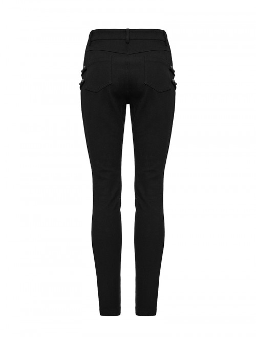 Cool Black 3D Vinyl Patch Personalized Rivet Decoration Unique Splicing Design Cyberpunk Style Slim Pants