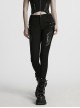 Cool Black 3D Vinyl Patch Personalized Rivet Decoration Unique Splicing Design Cyberpunk Style Slim Pants