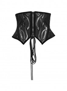 Personalized Black Stitching Design Cool Pointed Hem Metal Rivet Decoration Cyberpunk Style Corset