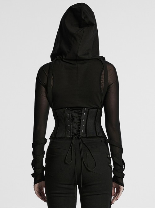 Personalized Black Stitching Design Cool Pointed Hem Metal Rivet Decoration Cyberpunk Style Corset