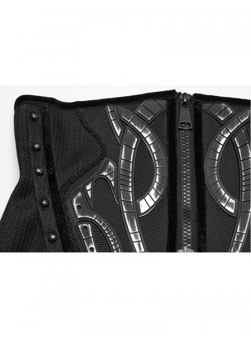 Personalized Black Stitching Design Cool Pointed Hem Metal Rivet Decoration Cyberpunk Style Corset