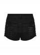 Personalized Black Distressed Denim Unique Metal Eyelet Decoration Decadent Punk Style Shorts