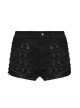 Personalized Black Distressed Denim Unique Metal Eyelet Decoration Decadent Punk Style Shorts