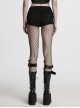 Personalized Black Distressed Denim Unique Metal Eyelet Decoration Decadent Punk Style Shorts