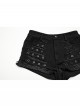 Personalized Black Distressed Denim Unique Metal Eyelet Decoration Decadent Punk Style Shorts