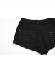Personalized Black Distressed Denim Unique Metal Eyelet Decoration Decadent Punk Style Shorts