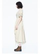 Creamy White Coarse Yarn Lace Cuff Hem Drawstring Vintage Punk Dress