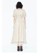 Creamy White Coarse Yarn Lace Cuff Hem Drawstring Vintage Punk Dress