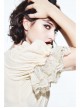Creamy White Coarse Yarn Lace Cuff Hem Drawstring Vintage Punk Dress