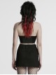 Personality Simple Black Sexy Halter Neck Backless Cool Metal Rivet Buckle Decoration Punk Style Dress