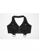 Personality Simple Black Sexy Halter Neck Backless Cool Metal Rivet Buckle Decoration Punk Style Dress