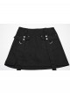 Personality Simple Black Sexy Halter Neck Backless Cool Metal Rivet Buckle Decoration Punk Style Dress