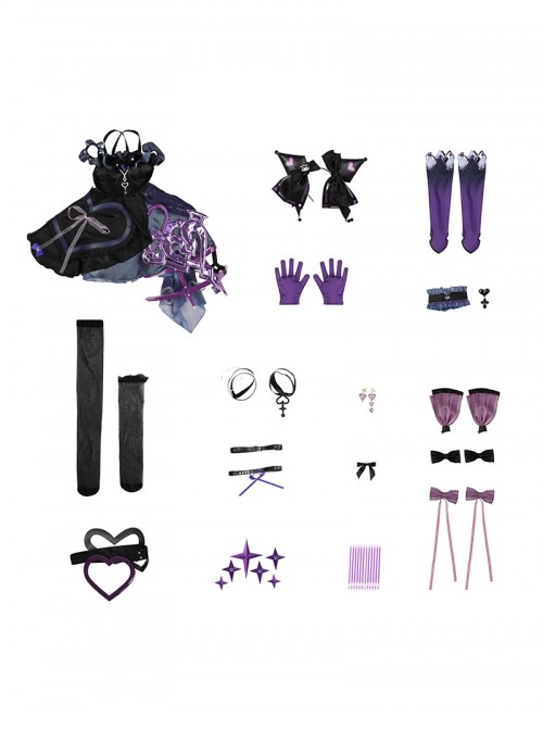 Honor Of Kings X Sanrio Characters Collaboration Kuromi Heart Angela Halloween Cosplay Costume Set