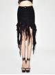 Irregular Mesh Strip Rough Selvedge Hem Black Punk Package Hip Half Skirt