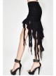 Irregular Mesh Strip Rough Selvedge Hem Black Punk Package Hip Half Skirt