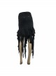 Irregular Mesh Strip Rough Selvedge Hem Black Punk Package Hip Half Skirt
