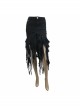 Irregular Mesh Strip Rough Selvedge Hem Black Punk Package Hip Half Skirt