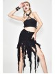 Irregular Mesh Strip Rough Selvedge Hem Black Punk Package Hip Half Skirt